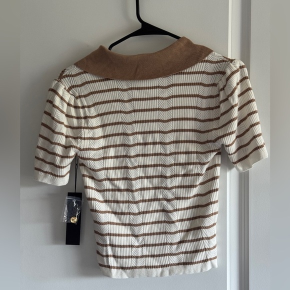 NVLT Beige and White Striped Button Down Shirt - Picture 10 of 12